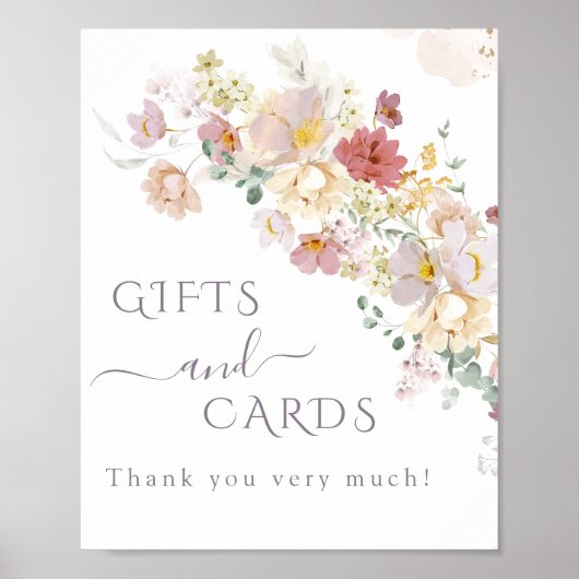 Waterverf Wilde bloem Paarse Lente Bridal gift Poster (Voorkant)