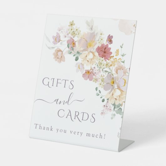 Waterverf Wilde bloem Paarse Lente Bridal gift Reclamebord Met Voetstuk (Voorkant)