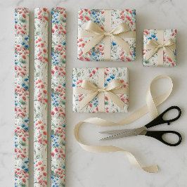 Waterverf Wilde Bloem Papaver Madeliefjes Inpakbun Inpakpapier Vel