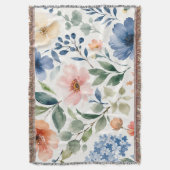 Waterverf Wilde Bloem Patroon Modern Botanisch Deken (Voorkant Verticaal)