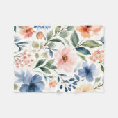 Waterverf Wilde Bloem Patroon Modern Botanisch Fleece Deken (Voorkant (Horizontaal))