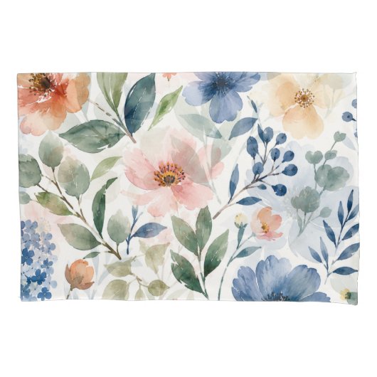 Waterverf Wilde Bloem Patroon Modern Botanisch Kussensloop (Voorkant)