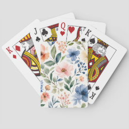 Waterverf Wilde Bloem Patroon Modern Botanisch Pokerkaarten