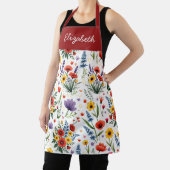 Waterverf Wilde Bloem Rood Geel Blauw Aangepaste N Schort (Insitu)
