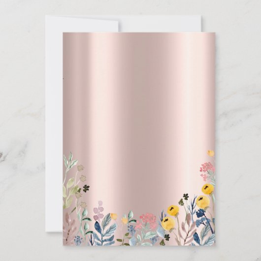 Waterverf Wilde bloem Roos Gold Kaart (Achterkant)