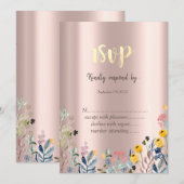 Waterverf Wilde bloem Roos Gold Kaart (Voorkant / Achterkant)