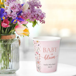 Waterverf Wilde bloem Roze Baby shower Papieren Bekers