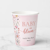 Waterverf Wilde bloem Roze Baby shower Papieren Bekers (Achterkant)
