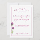Waterverf Wilde bloem Roze Floral sparen de Datum Save The Date (Voorkant)