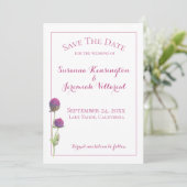 Waterverf Wilde bloem Roze Floral sparen de Datum Save The Date (Staand voorkant)