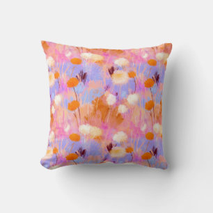 Waterverf Wilde Bloem Roze Lavendel Oranje Kussen