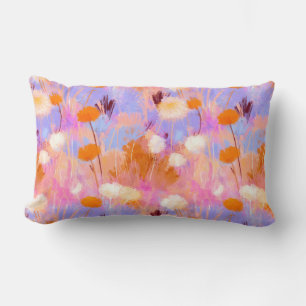 Waterverf Wilde Bloem Roze Lavendel Oranje Kussen