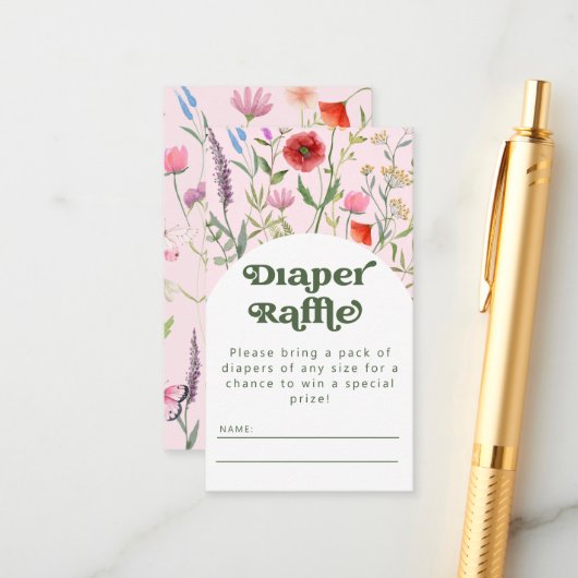 Waterverf Wilde bloem Roze luierspoel Informatiekaartje (Voorkant / Achterkant in situ)