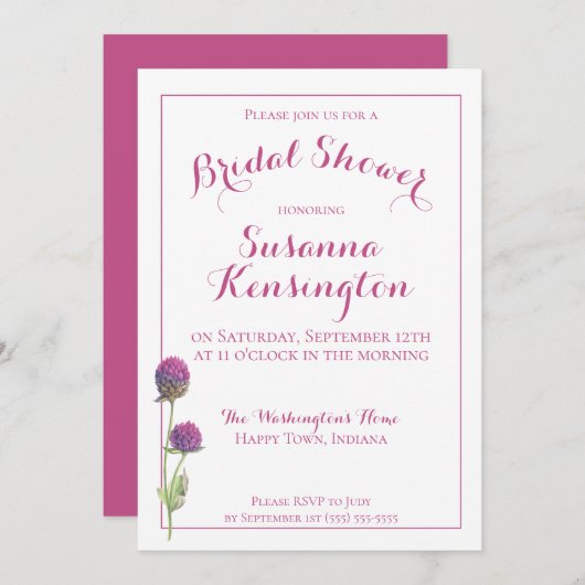 Waterverf Wilde bloem Roze Vrijgezellenfeest Kaart (Voorkant / Achterkant)