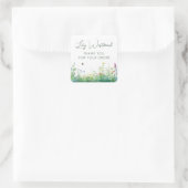 Waterverf Wilde Bloem Script Bedankt Vierkante Sticker (Tas)