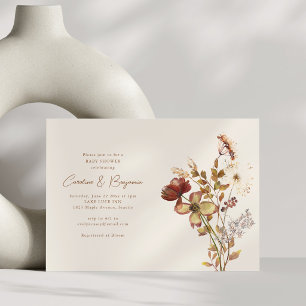 Waterverf Wilde Bloem Script Koppel Baby Shower Kaart