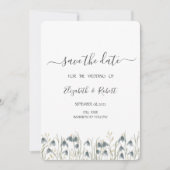 Waterverf wilde bloem sneeuwklokjes save the date (Voorkant)