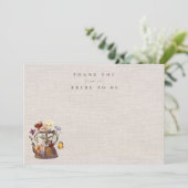 Waterverf Wilde Bloem Thee Feest Bruiloft Bedankkaart (Staand voorkant)