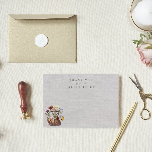 Waterverf Wilde Bloem Thee Feest Bruiloft Bedankkaart