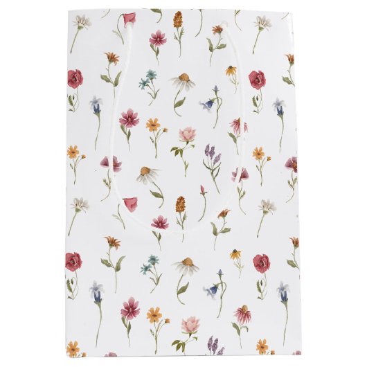 Waterverf Wilde Bloem Thema Bloemmotief Medium Cadeauzakje (Voorkant)