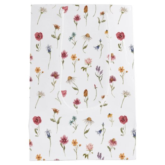 Waterverf Wilde Bloem Thema Bloemmotief Medium Cadeauzakje (Achterkant)