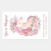  Waterverf Wilde bloem Unicorn Valentijn Rechthoekige Sticker (Voorkant)