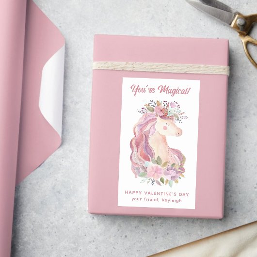  Waterverf Wilde bloem Unicorn Valentijn Rechthoekige Sticker