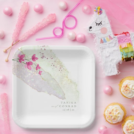 Waterverf Wilde bloem Verf Str Fsia ID954 Papieren Bordje (Feest)