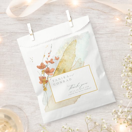 Waterverf Wilde bloem Wedding Bedankt Gold ID954 Bedankzakje (Geknipt)