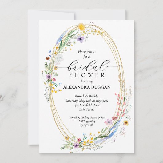 Waterverf Wilde bloem Wreat Vrijgezellenfeest Kaart (Voorkant)