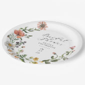 Waterverf Wilde bloem Wreatscript Vrijgezellenfees Papieren Bordje (Gekanteld)