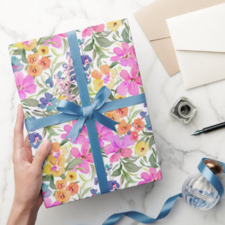 Waterverf Wilde Bloem - Zacht Roze Paars  Cadeaupapier