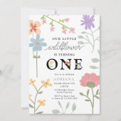 Waterverf wilde bloemen 1e eerste verjaardag kaart (Voorkant)