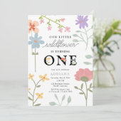 Waterverf wilde bloemen 1e eerste verjaardag kaart (Staand voorkant)