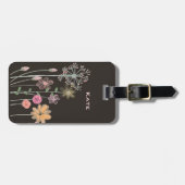 Waterverf Wilde Bloemen Aangepast Bagagelabel (Voorkant horizontaal)