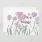 Waterverf Wilde bloemen Aankondigingskaart (Voorkant / Achterkant)