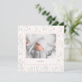 waterverf wilde bloemen Baby Geboorte Aankondiging (Staand voorkant)