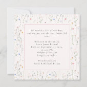 waterverf wilde bloemen Baby Geboorte Aankondiging (Achterkant)