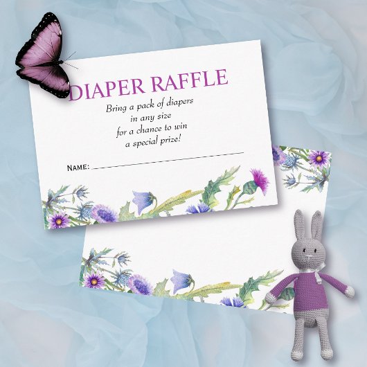 Waterverf wilde bloemen Baby shower Luier Raffle Informatiekaartje