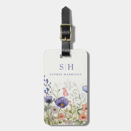 Waterverf Wilde Bloemen Bagage Labels (Voorkant verticaal)