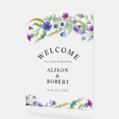 Waterverf wilde bloemen bevroren bruiloft welkom acryl bord (Hoek)