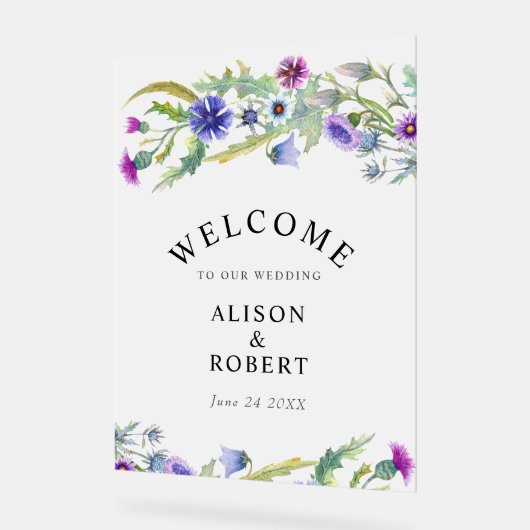 Waterverf wilde bloemen bevroren huwelijksontvangs acryl bord (Hoek)