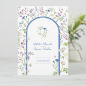 Waterverf wilde bloemen blauwe trouw Menu (Staand voorkant)