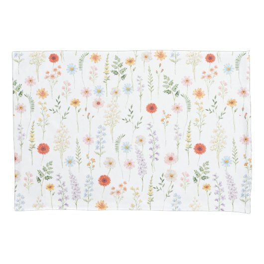 Waterverf Wilde Bloemen Bloem Botanisch Patroon Kussensloop (Voorkant)