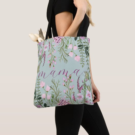 Waterverf wilde bloemen bloemen nieuwe moeder om m tote bag (Dichtbij)