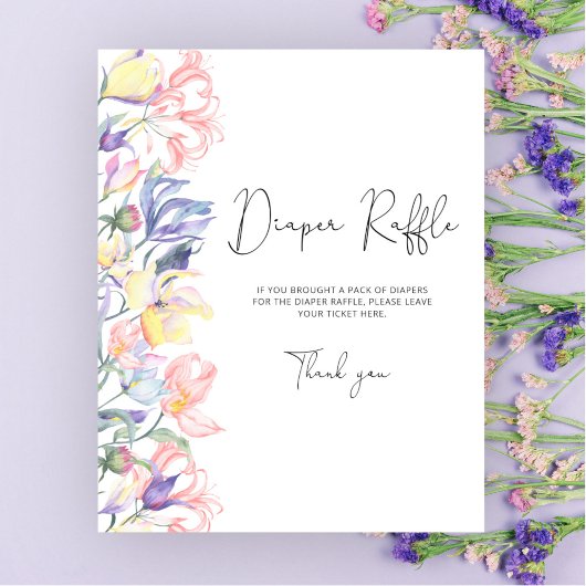 Waterverf wilde bloemen bloemendiapers raffle poster