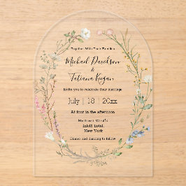 waterverf wilde bloemen bloemenkrans trouwboog acryl uitnodigingen