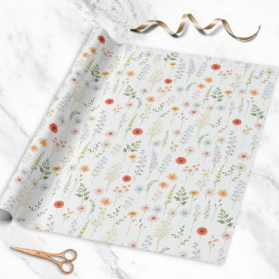 Waterverf Wilde Bloemen Bloemrijk Botanisch Patroo Cadeaupapier