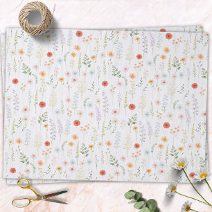 Waterverf Wilde Bloemen Bloemrijk Botanisch Patroo Tissuepapier