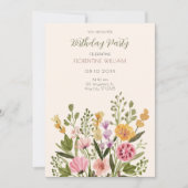 Waterverf wilde bloemen boeket verjaardag kaart (Voorkant)